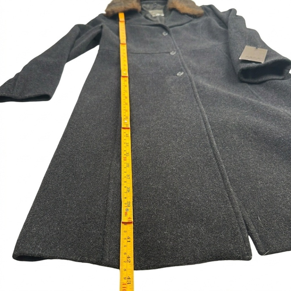 NWT Zara Woman Wool Cashmere Blend Coat Faux Fur Collar Charcoal Grey Size 10 - Picture 10 of 15
